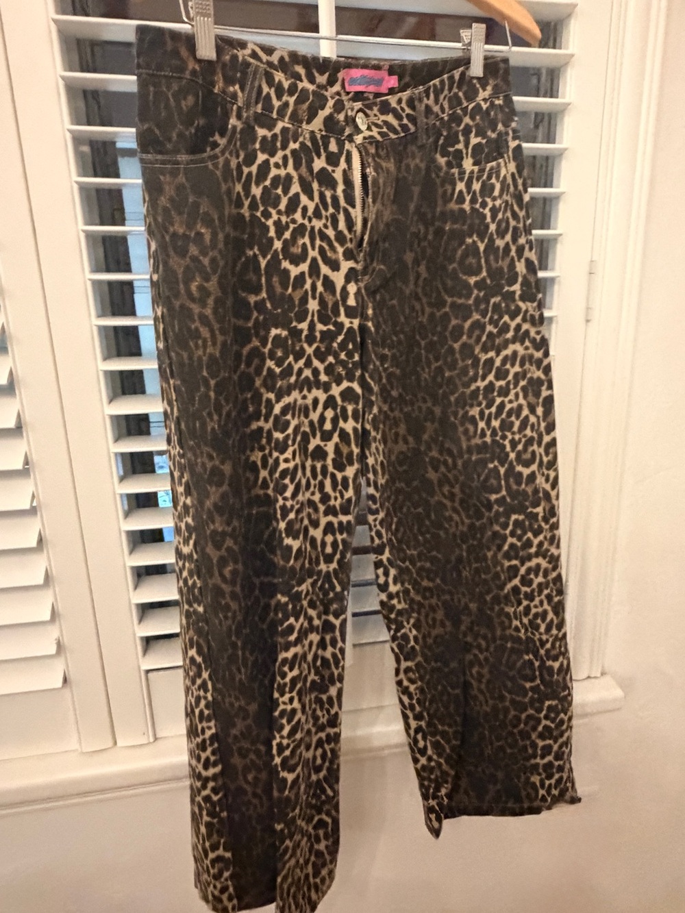 Edikted Leopard Print Wide Leg Jeans - Brown & Black size medium